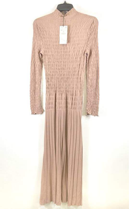 Zara Brown Ruched Maxi Dress - Size Medium NWT image number 2