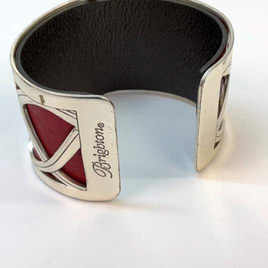Designer Brighton Silver-Tone Red Adjustable Christo Wide Cuff Bracelet image number 4