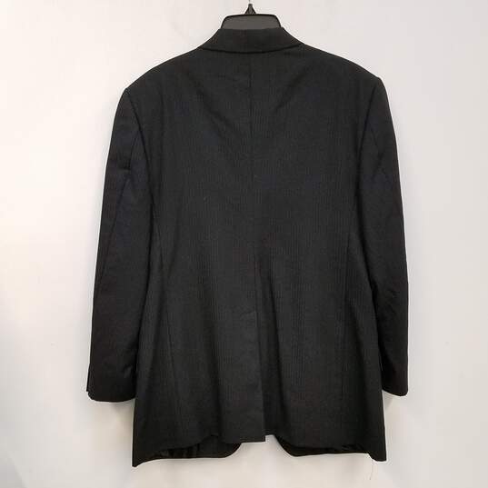 Mens Black Pinstripe Long Sleeve Single Breasted Blazer Jacket Size 54 image number 2
