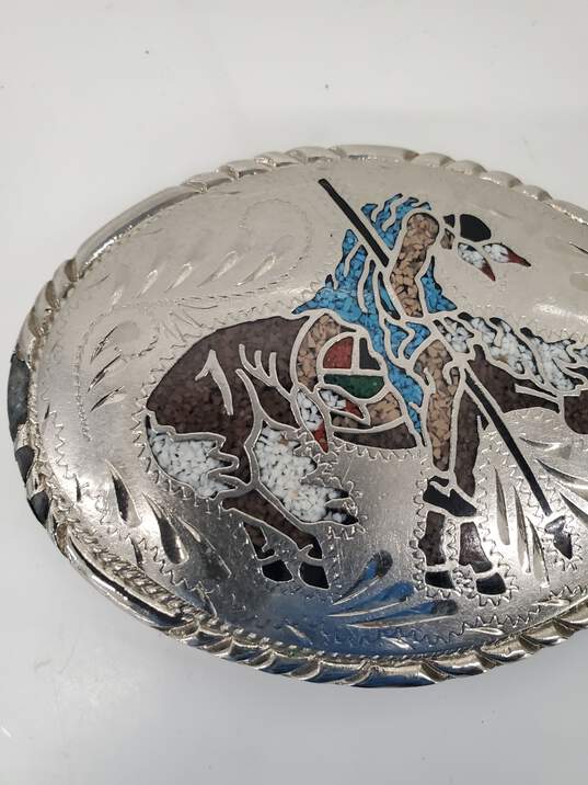 Silver turquoise - belt buckle native american natural stones southwestern image number 3