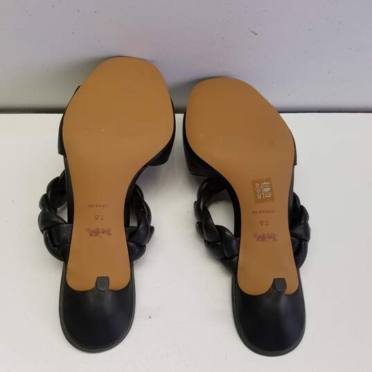 Buy the COACH C2969 Mollie Black Leather Woven Strap Sandal Heels Shoes ...