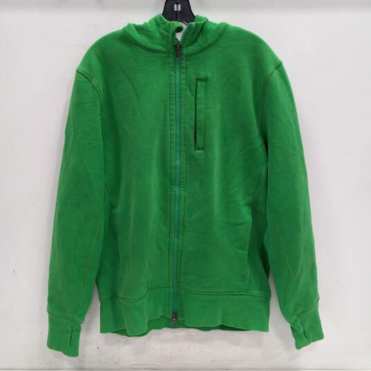 Lululemon Men's Green Cotton Full Zip Hoodie with Chest Pocket Size L image number 1