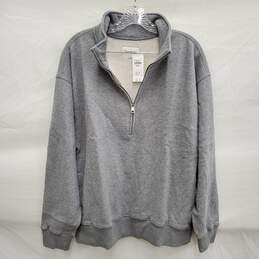 NWT Abercrombie & Fitch MN's Heathered Grey Soft Cotton Fleece Half Zip Sweat Shirt Size M