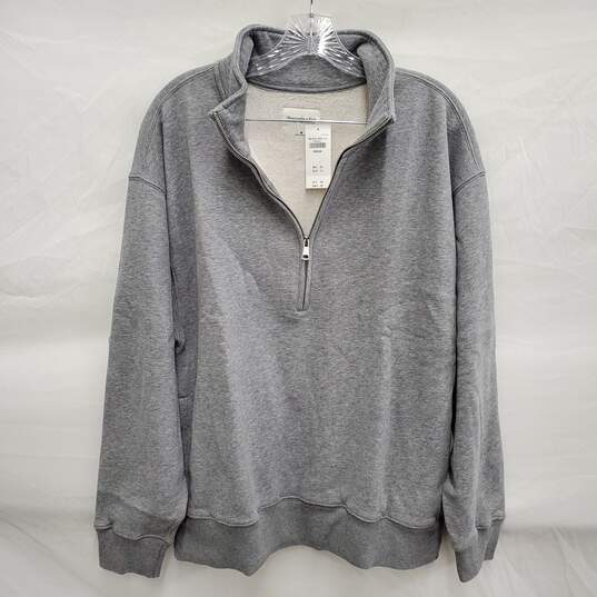 NWT Abercrombie & Fitch MN's Heathered Grey Soft Cotton Fleece Half Zip Sweat Shirt Size M image number 1