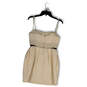 Womens White Sweetheart Neck Spaghetti Strap Back Zip Mini Dress Size 4 image number 2