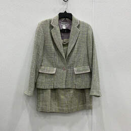 Womens Green Notch Lapel Collar Blazer & Skirt Two Piece Suit Set Size 8/10