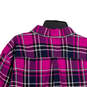 NWT Mens Pink Purple Plaid Collared Long Sleeve Buton-Up Shirt Size XL image number 4