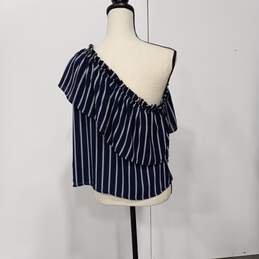 BP. Striped One Shoulder Blouse Women's Size S alternative image