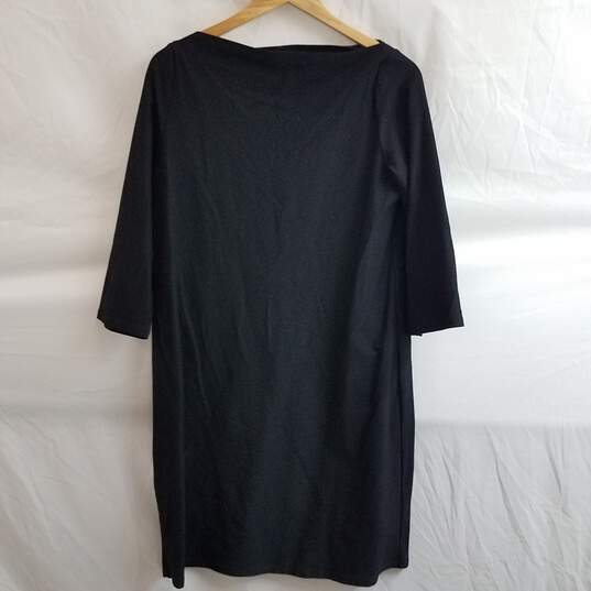 Eileen Fisher Black Bateau K/L Crepe Dress Size M image number 2