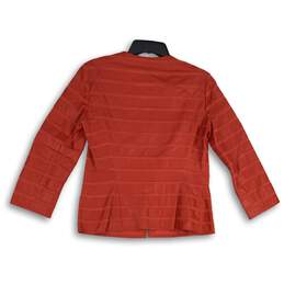 Womens Red Striped V-Neck Long Sleeve Hook & Eye Jacket Size 4 alternative image