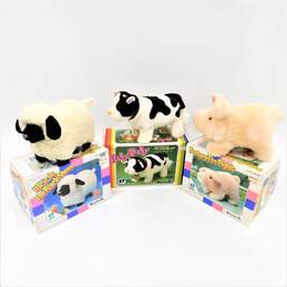 Vintage Animatronic Animal Toys IOB Roly Poly Cow Working W/ P&R Piglet & Sheep
