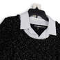 Womens Black White Long Sleeve Collared Layered Pullover Sweater Size M image number 3