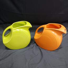 2pc. Set of Homer Laughlin Fiestaware Ceramic Disc Pitchers
