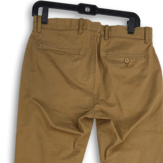 NWT Mens Dark Khaki Flat Front Slash Pocket Straight Leg Chino Pants Size 30X32 image number 4