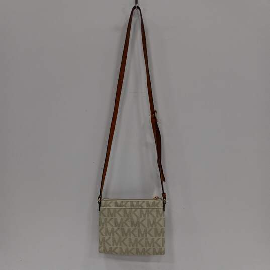 Michael Kors Brown And Cream Colored Crossbody Bag/Purse image number 4