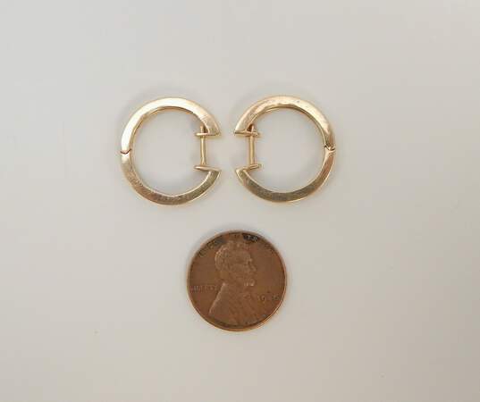 14K Yellow Gold 0.60 CTTW Diamond Hinged Hoop Earrings 5.8g image number 2