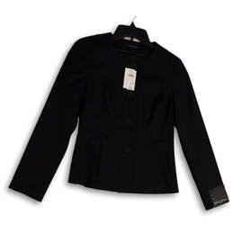NWT Womens Black Single-Breasted Long Sleeve Four-Button Blazer Jacket Sz 0