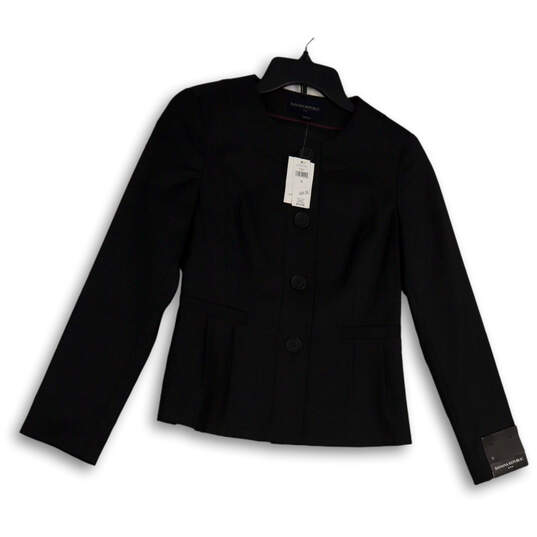 NWT Womens Black Single-Breasted Long Sleeve Four-Button Blazer Jacket Sz 0 image number 1
