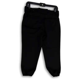 Womens Black Logo Flat Front Pockets Tapered Leg Baseball Pants Size Small alternative image