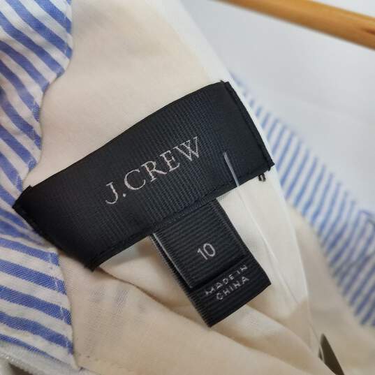 J Crew blue and white seersucker tie shoulder dress 10 image number 2