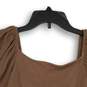NWT Altar'd State Womens Brown Scoop Neck Puff Sleeve Cropped Blouse Top Sz S image number 3