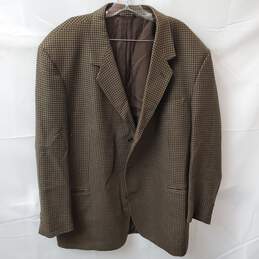Men's Brown Checkered Vito Rufolo Suit Jacket Size 48L