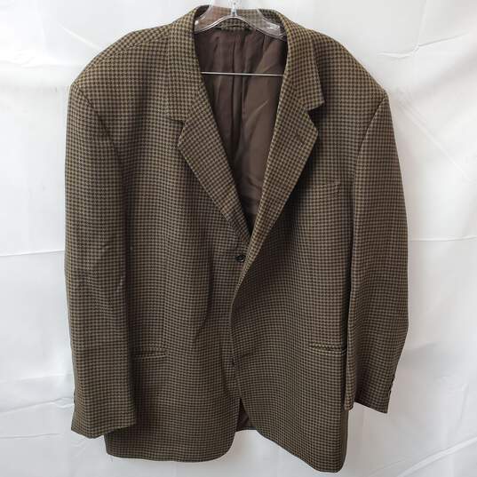 Men's Brown Checkered Vito Rufolo Suit Jacket Size 48L image number 1