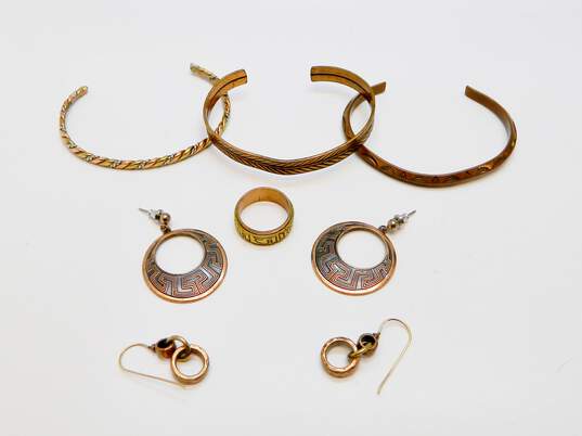 Assorted Stamped & Oxidized Copper Jewelry Lot image number 1