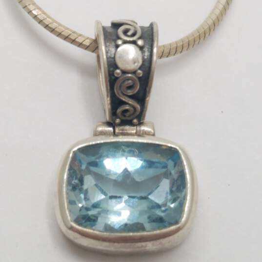Janice Girardi JGD Sterling Silver Blue Topaz Pendant On 16 5/8" Necklace 5.9g image number 4