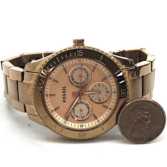 Designer Fossil Stella ES-2859 Gold-Tone Stainless Steel Analog Wristwatch image number 1
