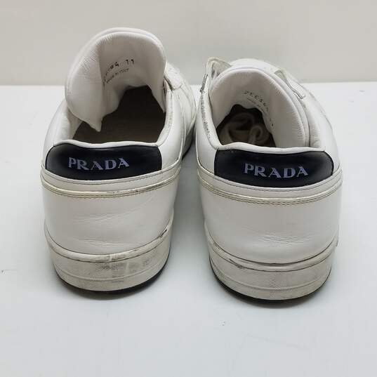 AUTHENTICATED Prada White Leather Downtown Low-Top Sneakers Mens Size 11 image number 6