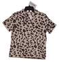 NWT Womens Beige Leopard Short Sleeve Mock Neck T-Shirt Size Small image number 1