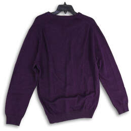 NWT Mens Purple Tight-Knit Long Sleeve V-Neck Pullover Sweater Size XL alternative image