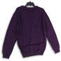 NWT Mens Purple Tight-Knit Long Sleeve V-Neck Pullover Sweater Size XL image number 2