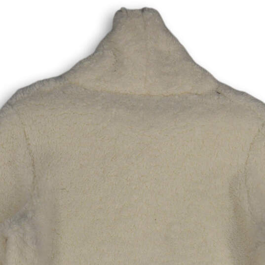Womens White Sherpa Cowl Neck Thumb Hole Long Sleeve Pullover Sweater Sz M image number 4