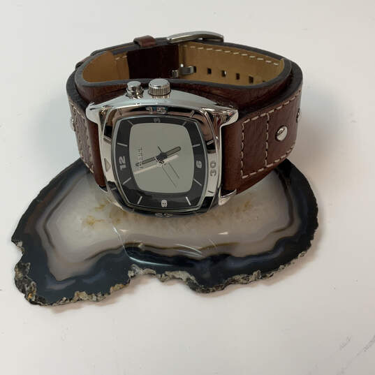 Designer Fossil Silver-Tone Square Dial Adjustable Strap Analog Wristwatch image number 1