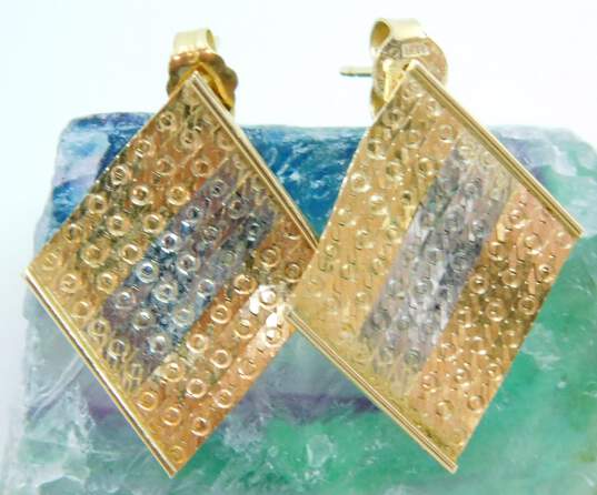 Elegant 14K Tri Color Gold Drop Earrings 2.7g image number 3