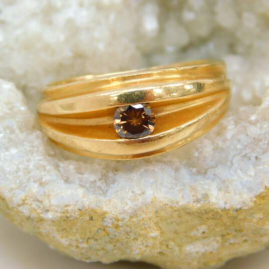Vintage 14K Yellow Gold Channel Set 0.28 CT Brown Diamond Ring 8.0g image number 1