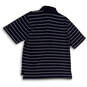 Mens Blue Striped Short Sleeve Side Slit Front Button Polo Shirt Size M image number 2