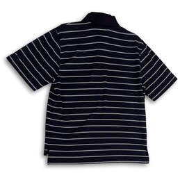 Mens Blue Striped Short Sleeve Side Slit Front Button Polo Shirt Size M alternative image