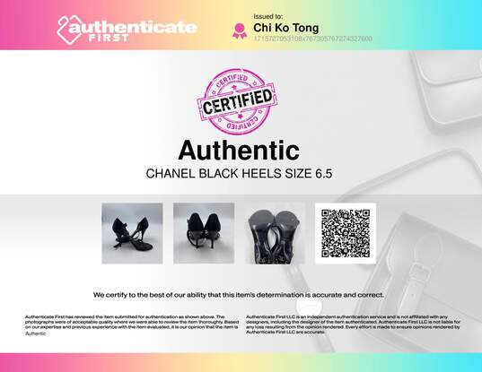 Authentic Chanel Black Pump Heel Women 7 image number 7