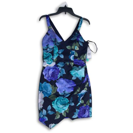 NWT BCX Dress Womens Blue V-Neck Sleeveless Back Zip Mini Dress Size 9 image number 1