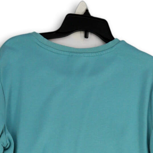 Womens Blue Stretch Round Neck Long Sleeve Pullover Sweatshirt Size XL image number 4