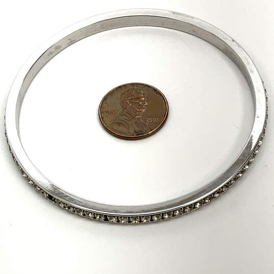 Designer Swarovski Silver-Tone Clear Rhinestone Round Bangle Bracelet image number 2
