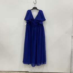 NWT Lavetir Womens Blue Surplice Neck Flutter Sleeve Long Maxi Dress Size 20 alternative image