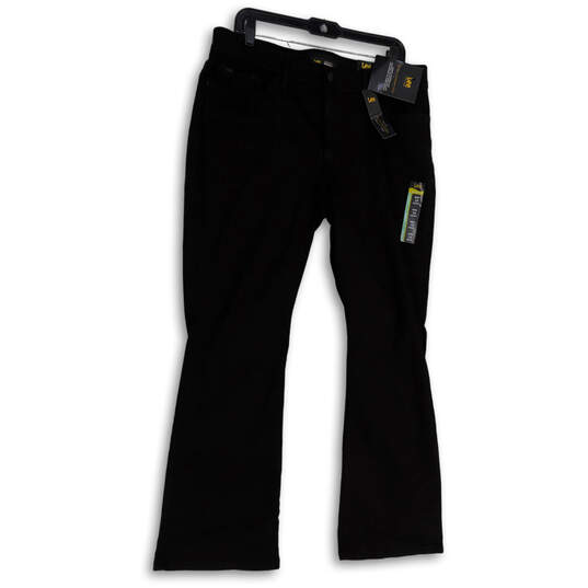 NWT Womens Black Denim Regular Fit Pockets Dark Wash Bootcut Jeans Size 16 image number 1