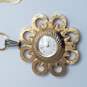 Caravelle Gold Tone Flower On Chain Vintage Automatic Manual Wind Pendant Watch image number 9
