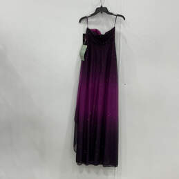 NWT Womens Purple Rhinestone Sweetheart Neck Fashionable Maxi Dress Sz 1/2 alternative image