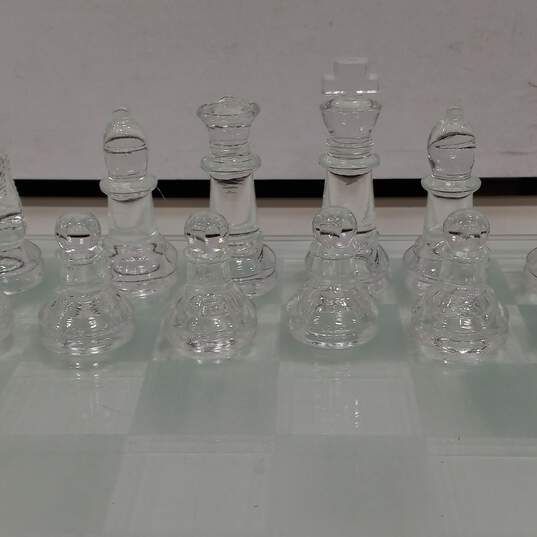 Glass Chess Set w/Chess Pieces and Additional Chess Board image number 4
