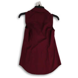 NWT Womens Maroon Collared Ruffle Neck Sleeveless Mini Dress Size 2 alternative image